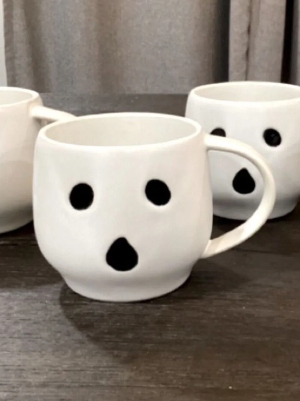 Pottery Barn Ghost Boo Mug Cup Modern Matte Stoneware Minimalist Gus Coffee Set